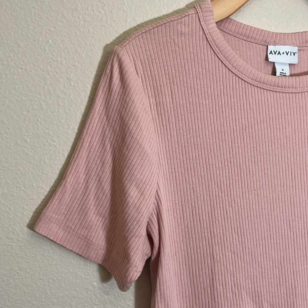 Ava & Viv Light Pink Ribbed T-Shirt - Picture 4 of 8